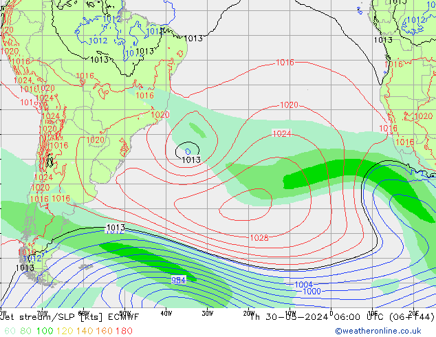 Jet stream/SLP ECMWF Th 30.05.2024 06 UTC