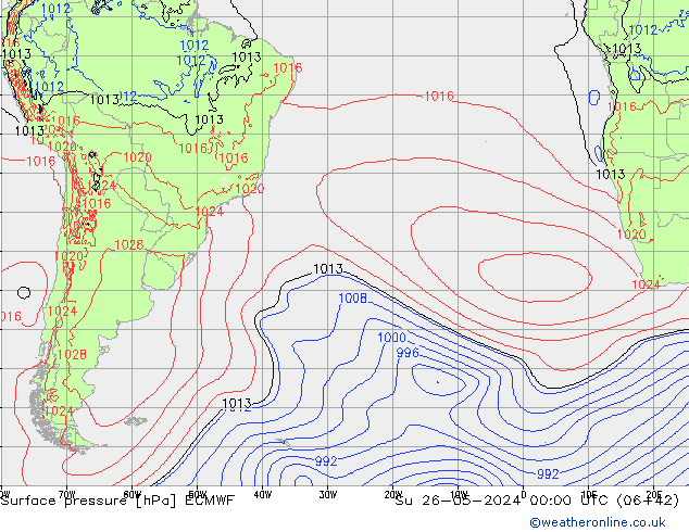 Surface pressure ECMWF Su 26.05.2024 00 UTC