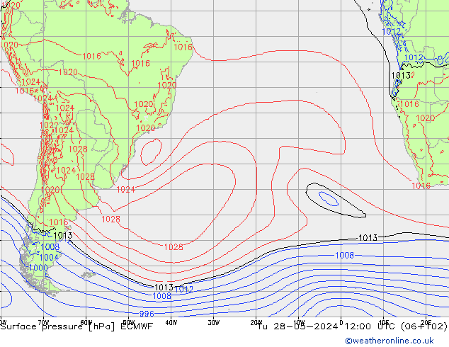 Atmosférický tlak ECMWF Út 28.05.2024 12 UTC