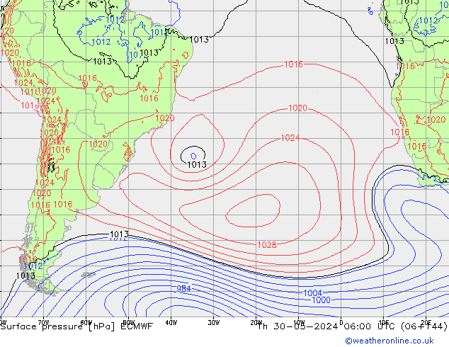 Surface pressure ECMWF Th 30.05.2024 06 UTC