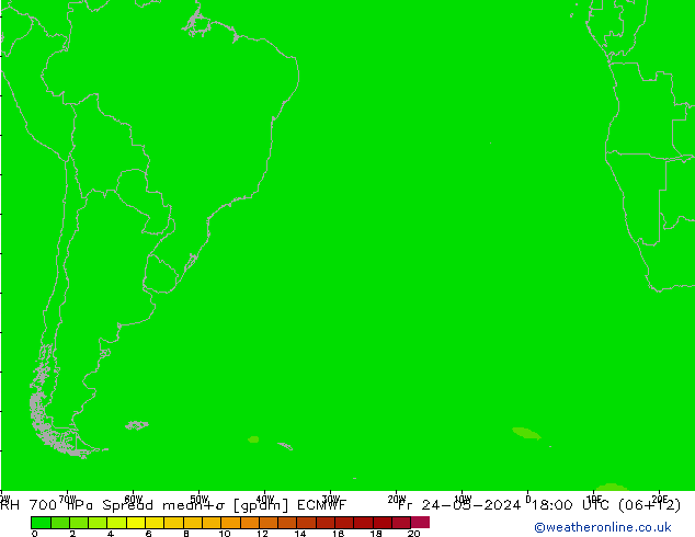 RH 700 hPa Spread ECMWF ven 24.05.2024 18 UTC