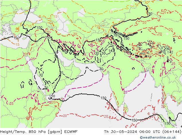 Height/Temp. 850 hPa ECMWF Čt 30.05.2024 06 UTC