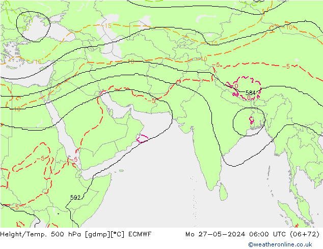 Height/Temp. 500 гПа ECMWF пн 27.05.2024 06 UTC