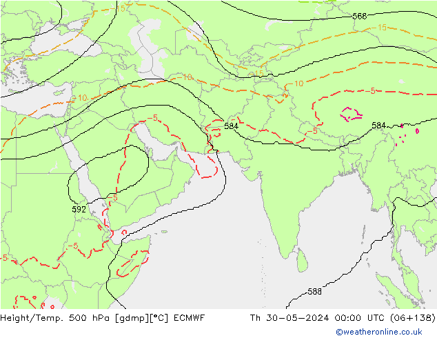 Height/Temp. 500 гПа ECMWF чт 30.05.2024 00 UTC