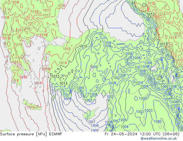 Atmosférický tlak ECMWF Pá 24.05.2024 12 UTC