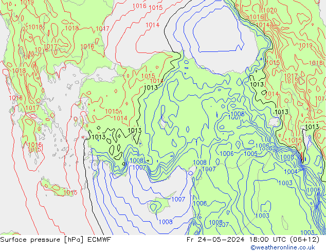 ciśnienie ECMWF pt. 24.05.2024 18 UTC