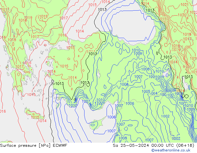 Surface pressure ECMWF Sa 25.05.2024 00 UTC