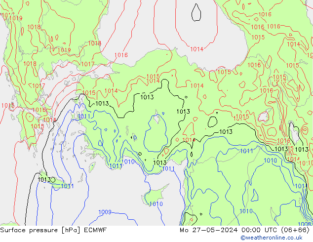 Surface pressure ECMWF Mo 27.05.2024 00 UTC