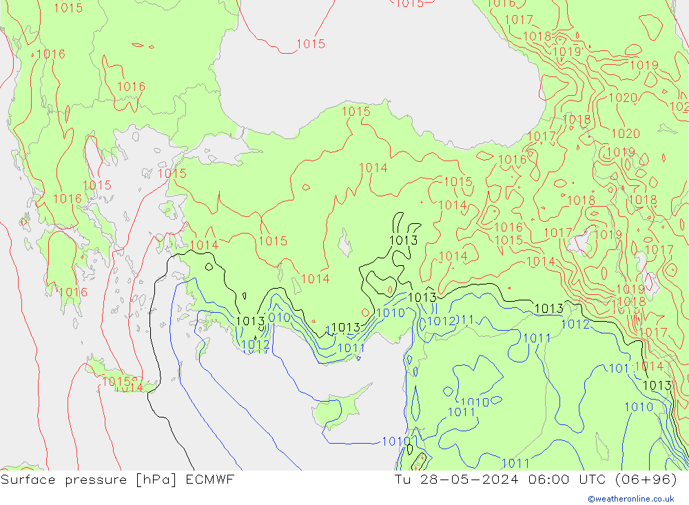 Surface pressure ECMWF Tu 28.05.2024 06 UTC