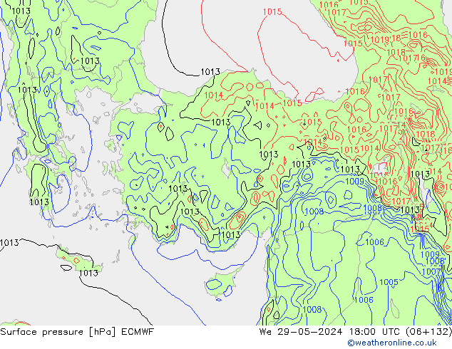 Atmosférický tlak ECMWF St 29.05.2024 18 UTC