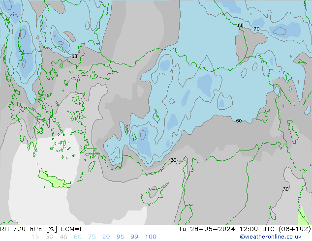 RV 700 hPa ECMWF di 28.05.2024 12 UTC