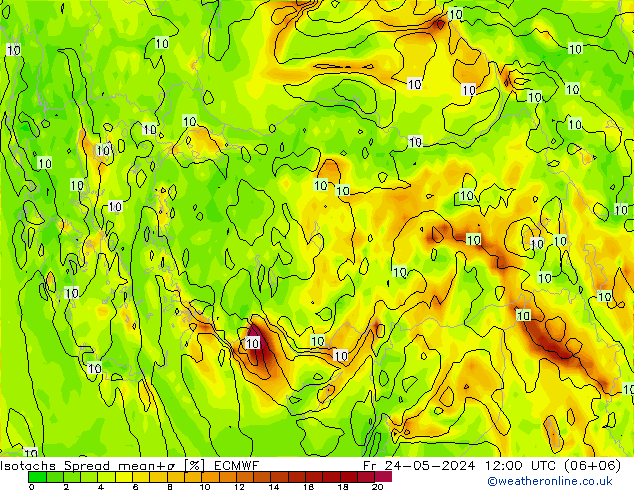 Isotachs Spread ECMWF Sex 24.05.2024 12 UTC