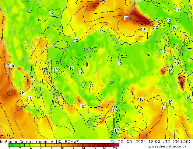 Isotachs Spread ECMWF Sa 25.05.2024 18 UTC