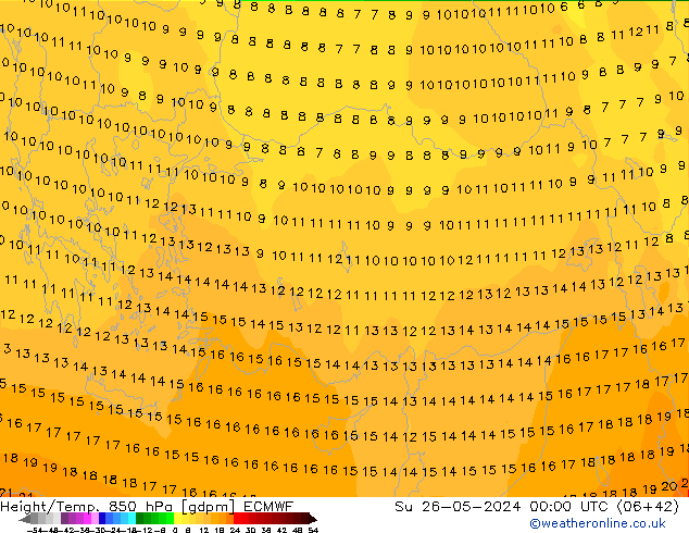 Height/Temp. 850 hPa ECMWF Dom 26.05.2024 00 UTC