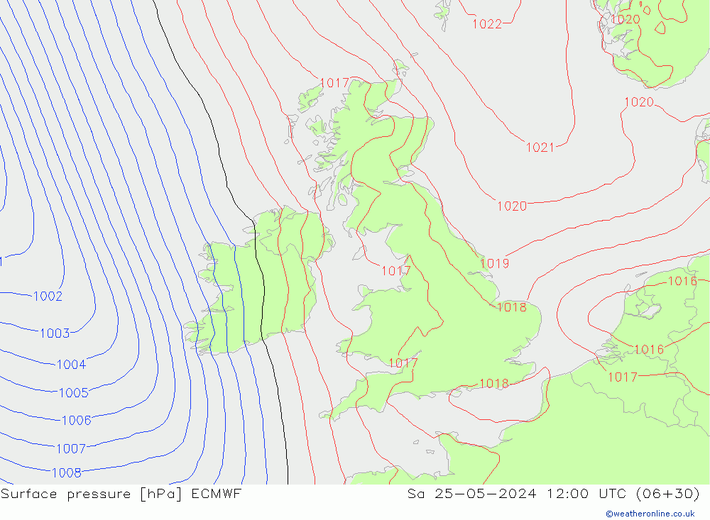 Atmosférický tlak ECMWF So 25.05.2024 12 UTC