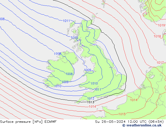 pression de l'air ECMWF dim 26.05.2024 12 UTC