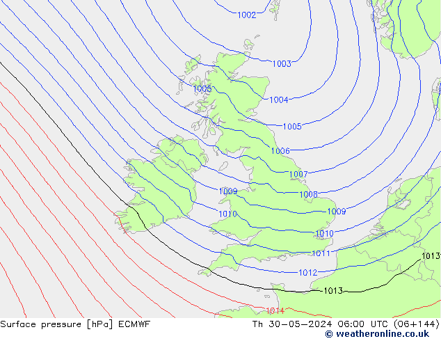 Luchtdruk (Grond) ECMWF do 30.05.2024 06 UTC