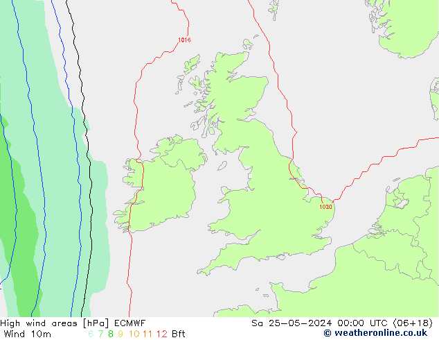 High wind areas ECMWF Sa 25.05.2024 00 UTC