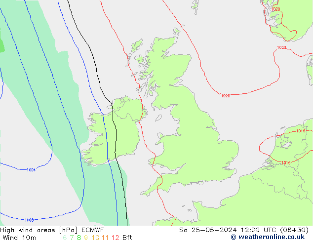 High wind areas ECMWF So 25.05.2024 12 UTC