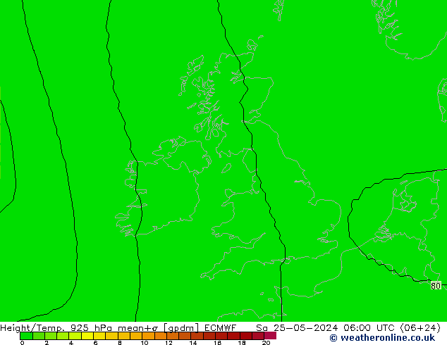 Height/Temp. 925 hPa ECMWF So 25.05.2024 06 UTC