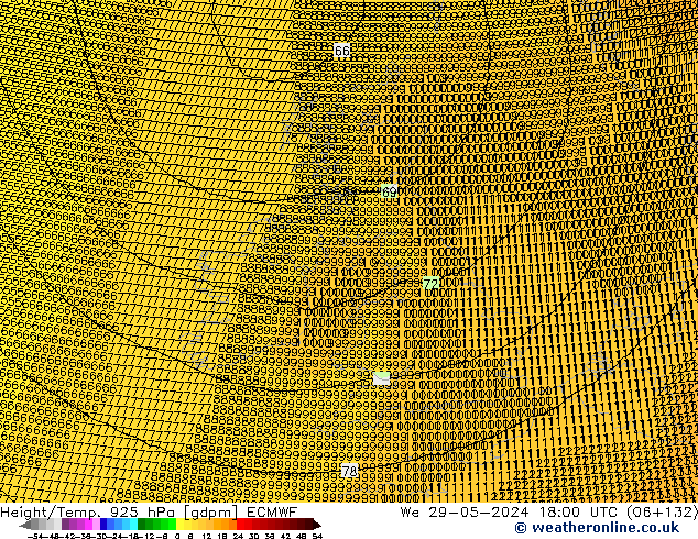 Height/Temp. 925 гПа ECMWF ср 29.05.2024 18 UTC