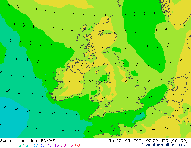 Vento 10 m ECMWF Ter 28.05.2024 00 UTC