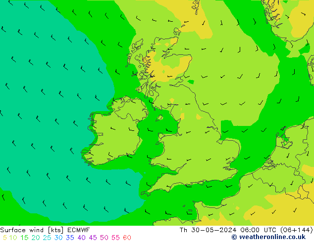 Rüzgar 10 m ECMWF Per 30.05.2024 06 UTC