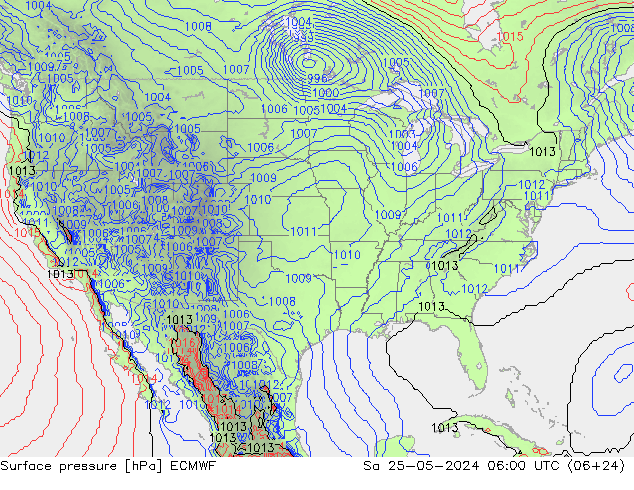 Presión superficial ECMWF sáb 25.05.2024 06 UTC