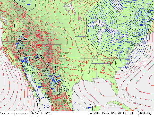 Atmosférický tlak ECMWF Út 28.05.2024 06 UTC