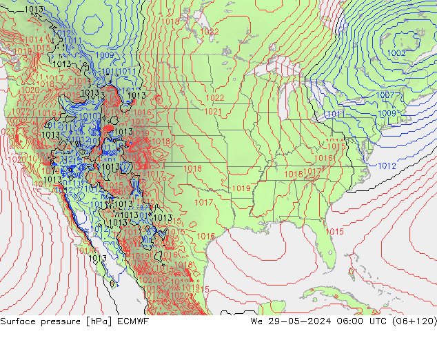 ciśnienie ECMWF śro. 29.05.2024 06 UTC