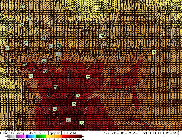 Height/Temp. 925 hPa ECMWF Ne 26.05.2024 18 UTC