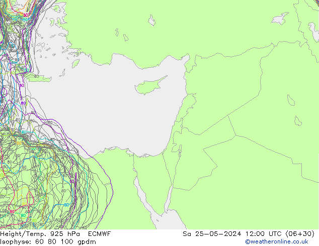 Height/Temp. 925 hPa ECMWF  25.05.2024 12 UTC