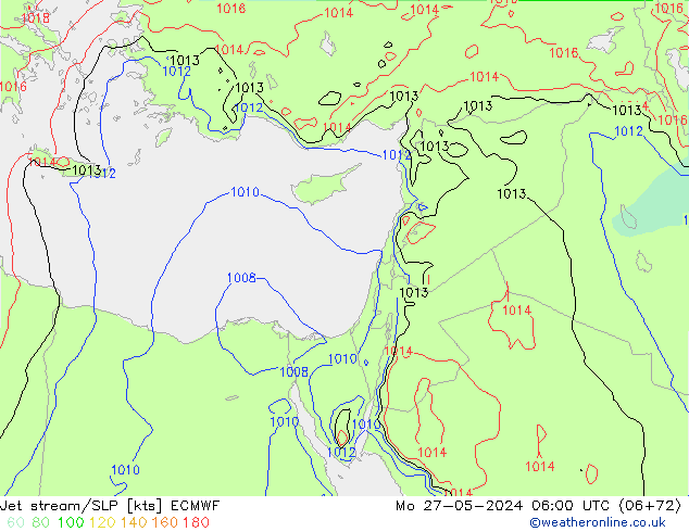 Jet stream/SLP ECMWF Mo 27.05.2024 06 UTC