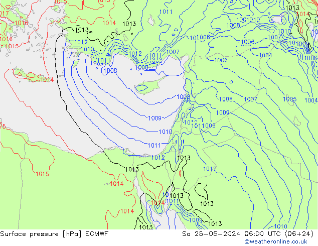 Surface pressure ECMWF Sa 25.05.2024 06 UTC