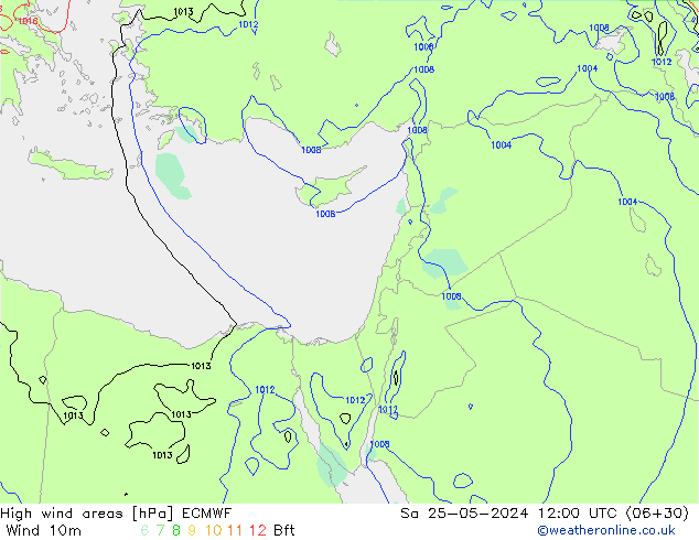 yüksek rüzgarlı alanlar ECMWF Cts 25.05.2024 12 UTC