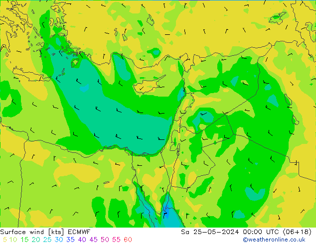 Vent 10 m ECMWF sam 25.05.2024 00 UTC