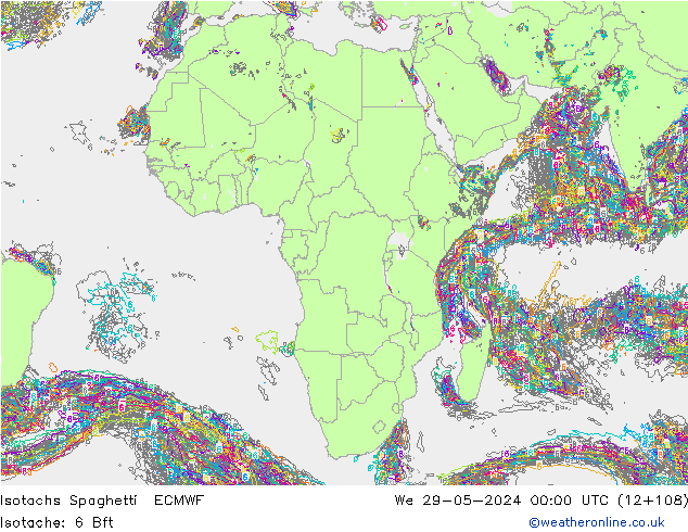 Isotachs Spaghetti ECMWF We 29.05.2024 00 UTC