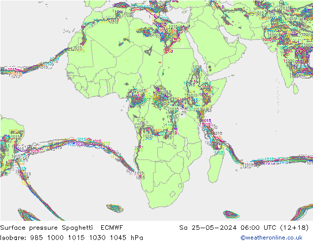 Surface pressure Spaghetti ECMWF Sa 25.05.2024 06 UTC