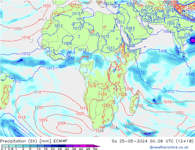 Yağış (6h) ECMWF Cts 25.05.2024 06 UTC