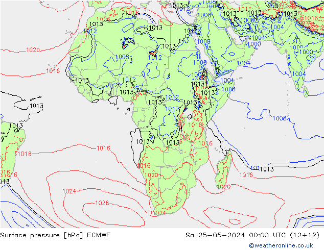 Surface pressure ECMWF Sa 25.05.2024 00 UTC