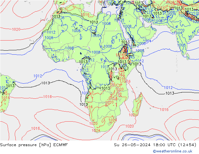 Yer basıncı ECMWF Paz 26.05.2024 18 UTC