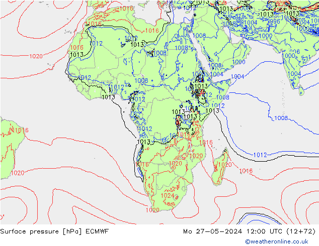 Surface pressure ECMWF Mo 27.05.2024 12 UTC