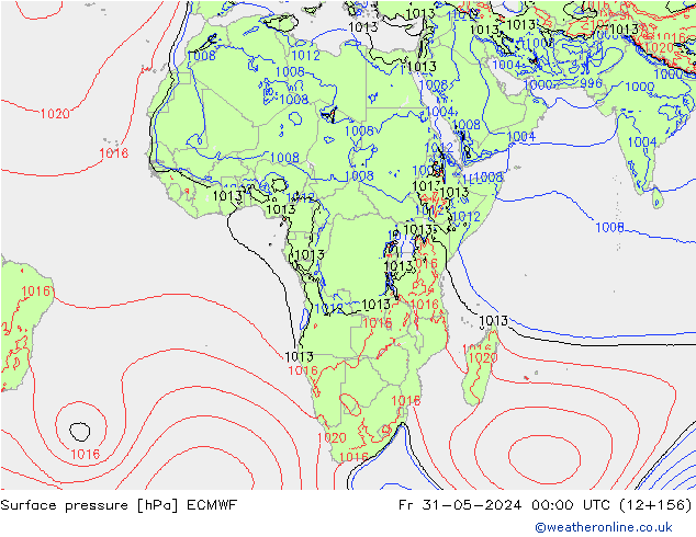 Surface pressure ECMWF Fr 31.05.2024 00 UTC