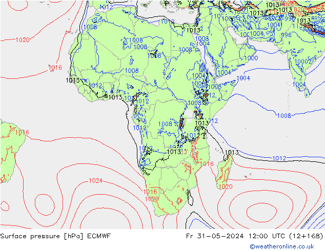 ciśnienie ECMWF pt. 31.05.2024 12 UTC