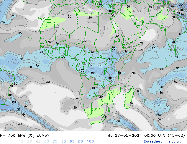 RH 700 hPa ECMWF Seg 27.05.2024 00 UTC