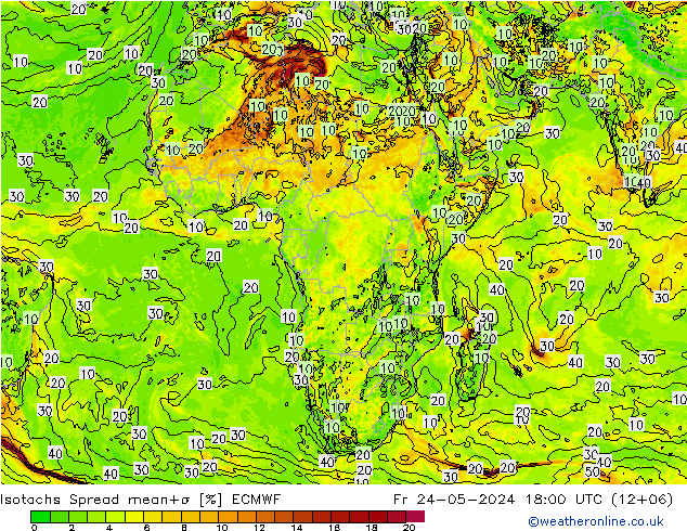 Eşrüzgar Hızları Spread ECMWF Cu 24.05.2024 18 UTC