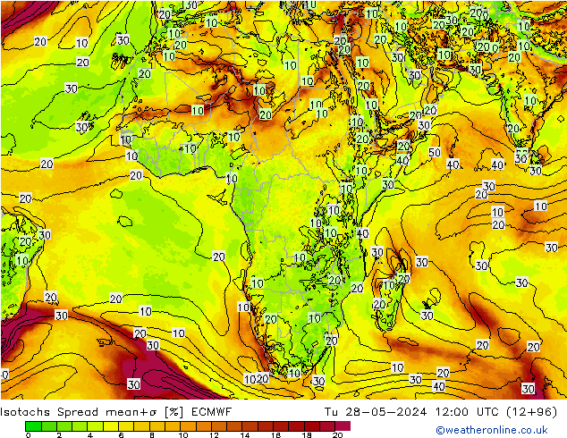 Isotachs Spread ECMWF Ter 28.05.2024 12 UTC