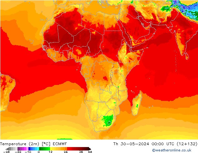 Temperature (2m) ECMWF Čt 30.05.2024 00 UTC