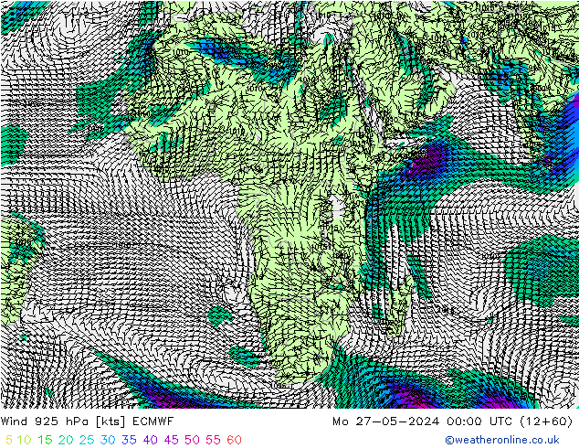 Wind 925 hPa ECMWF ma 27.05.2024 00 UTC