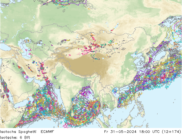 Eşrüzgar Hızları Spaghetti ECMWF Cu 31.05.2024 18 UTC